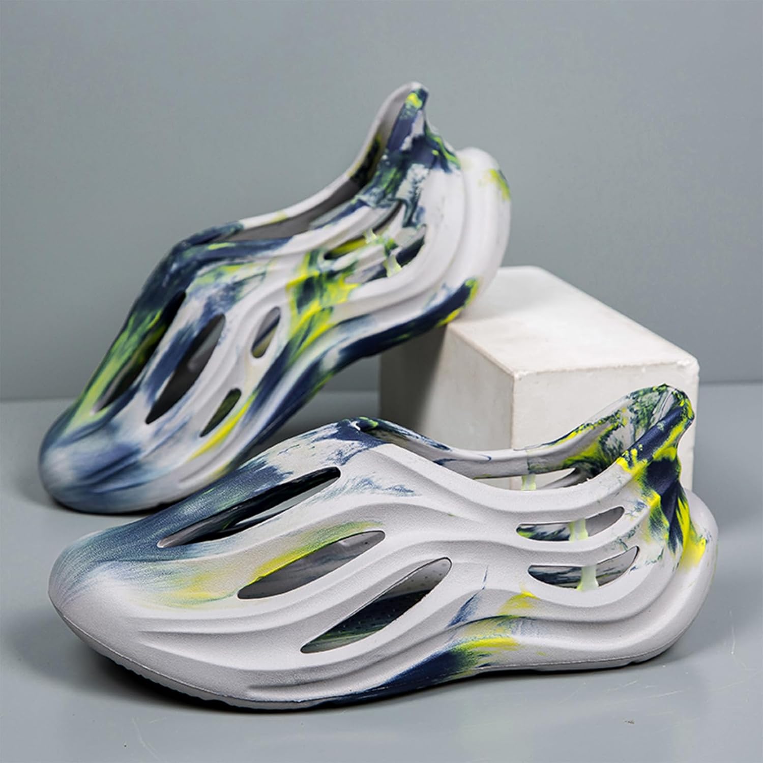 Мужские слипоны из пены с вырезами, стиль Foam Runner, легкие, прочные, из материала EVA, дышащие, мягкие пляжные сандалии с вентиляцией для мужчин Inkuil, серый — фото 2