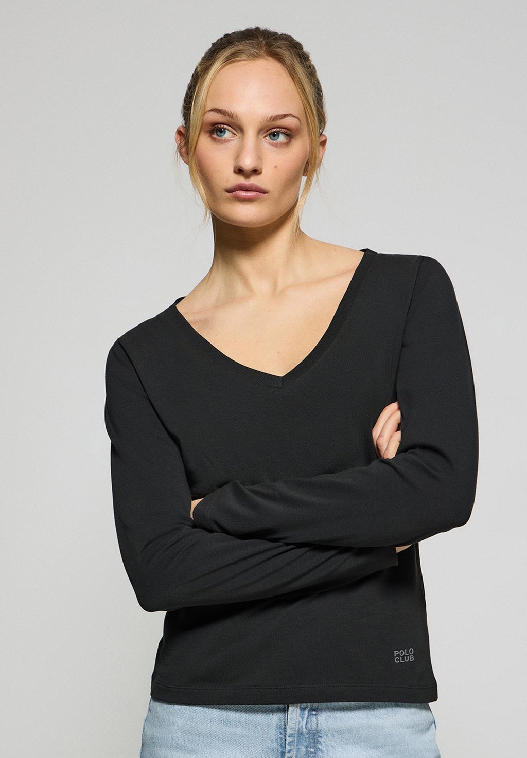 

Футболка с длинным рукавом SINGLE V NECK BLOCK TRACY Polo Club, черный