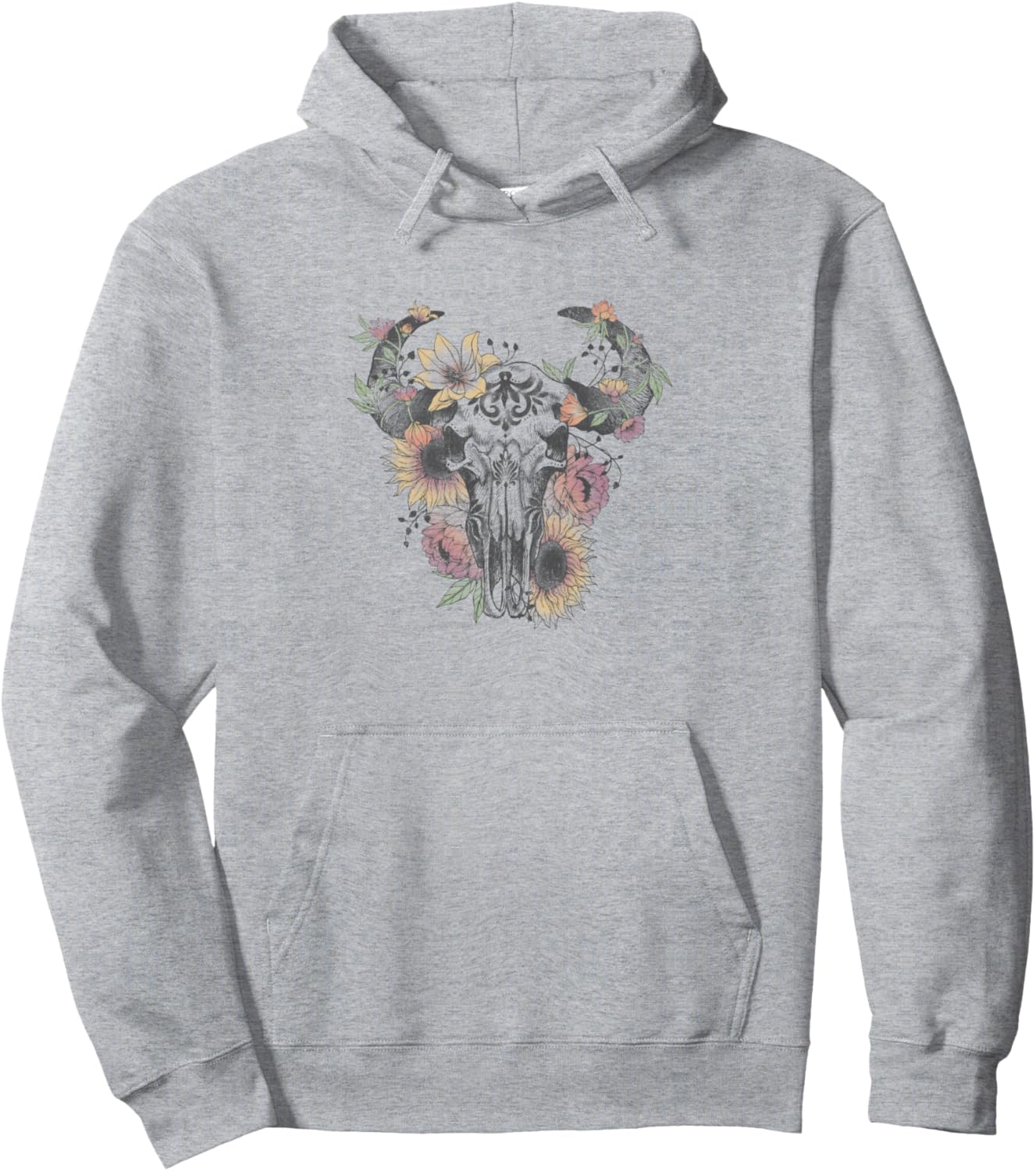 

Худи с цветочным принтом в виде коровьего черепа, серое Trendy Apparel, Серый, Худи с цветочным принтом в виде коровьего черепа, серое Trendy Apparel