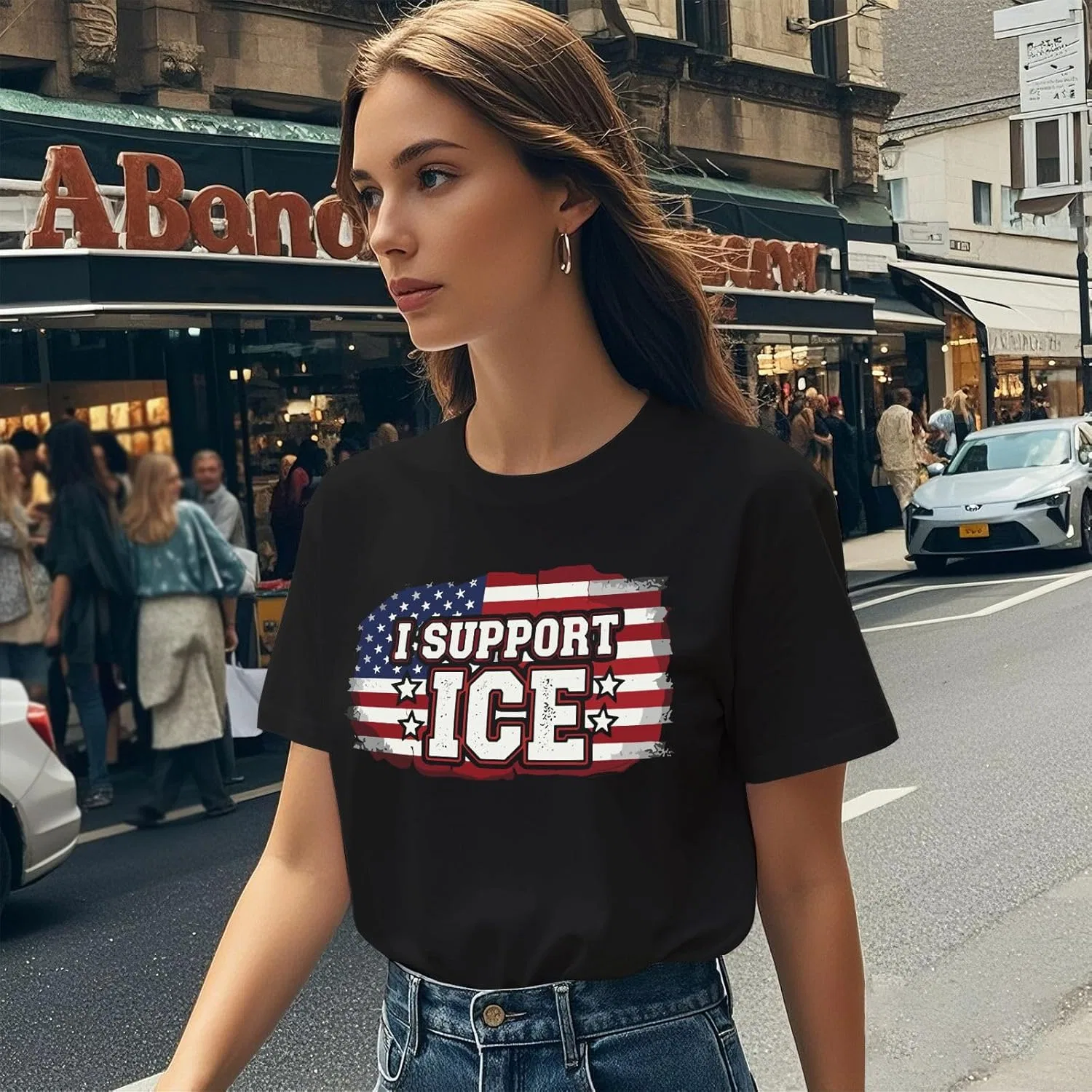 Футболка I Support ICES женская с принтом в винтажном стиле Generic, черный — фото 3