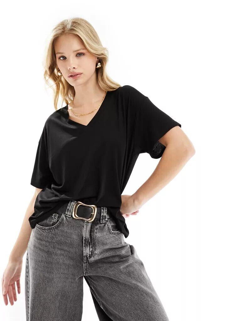 

Черная футболка с v-образным вырезом Vero Moda Aware Stay Black