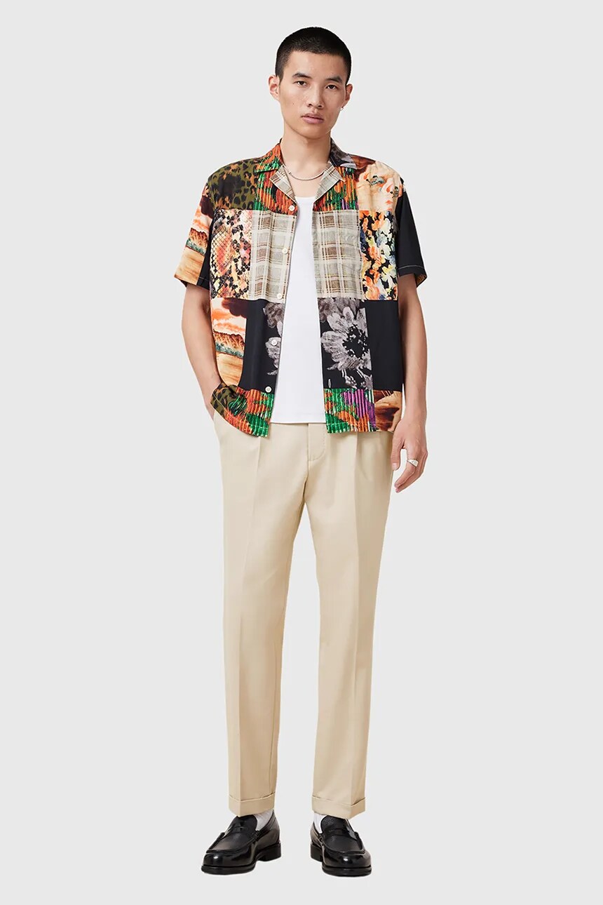 

Брюки AllSaints из смеси шерсти TALLIS, бежевый
