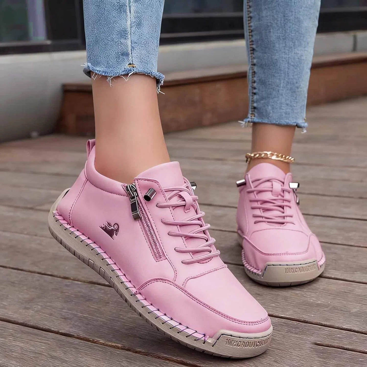 Обувь для ходьбы босиком унисекс кожаная износостойкая Generisch, B02 Pink — фото 2