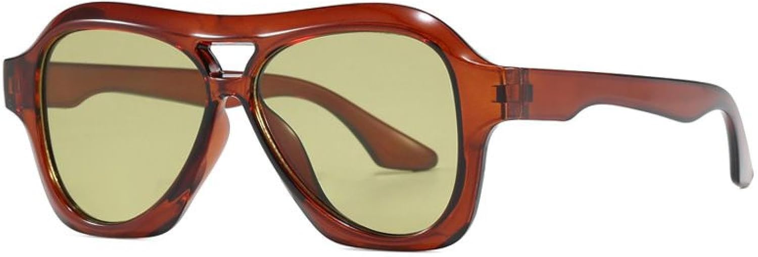 

Солнцезащитные очки в крупной оправе для женщин и мужчин, роскошные винтажные солнцезащитные очки в стиле панк с защитой от УФ-излучения UV400 TYUVIVO, Brown Green Yellow