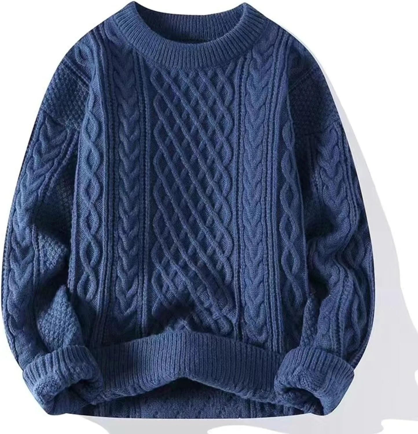 

Мужской свитер в стиле винтаж с воротником-гольф и толстой вязкой Henlvie