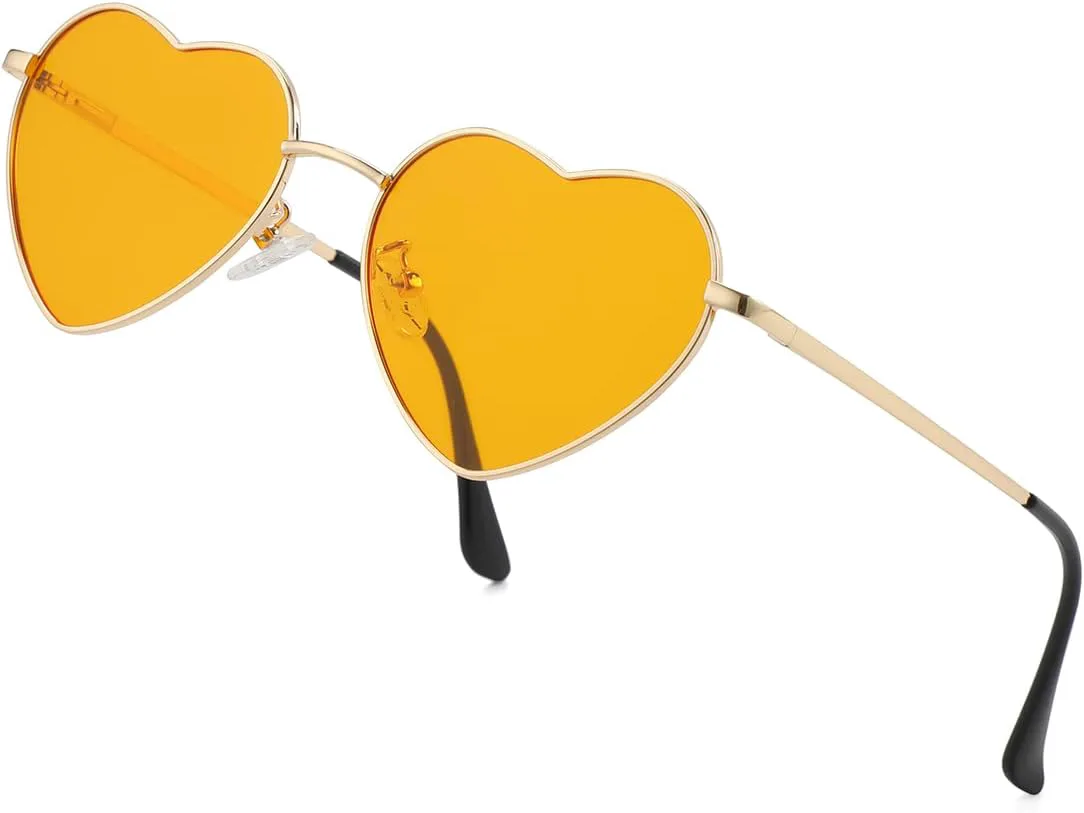 

Женские поляризованные солнцезащитные очки JOVAKIT в форме сердца, модный стиль, металлическая оправа, линзы с защитой от УФ-излучения UV400, B9 Gold/Orange