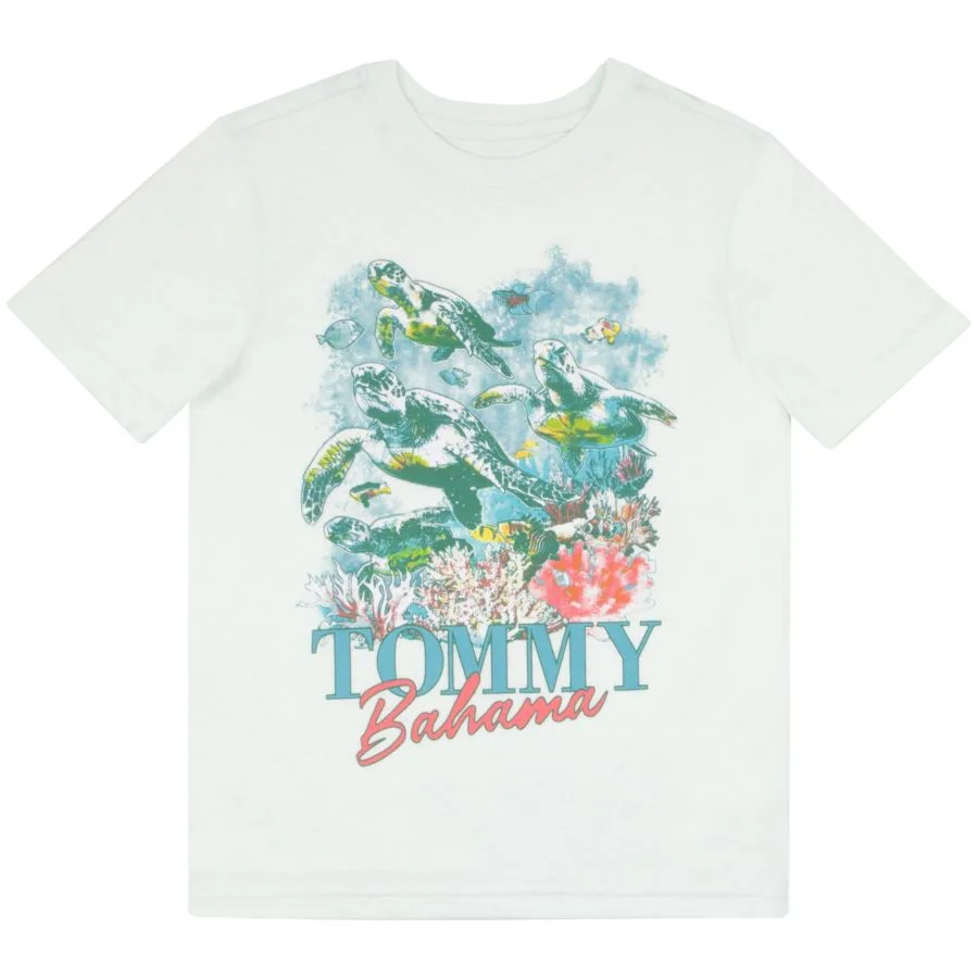 Детский комплект из двух повседневных футболок с круглым вырезом Tommy Bahama, белый/зеленый — фото 3