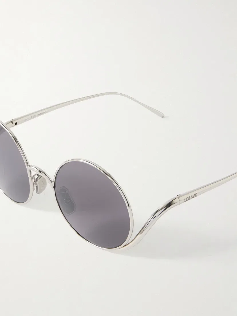 Круглые солнцезащитные очки серебристого цвета LOEWE EYEWEAR, серебряный — фото 4