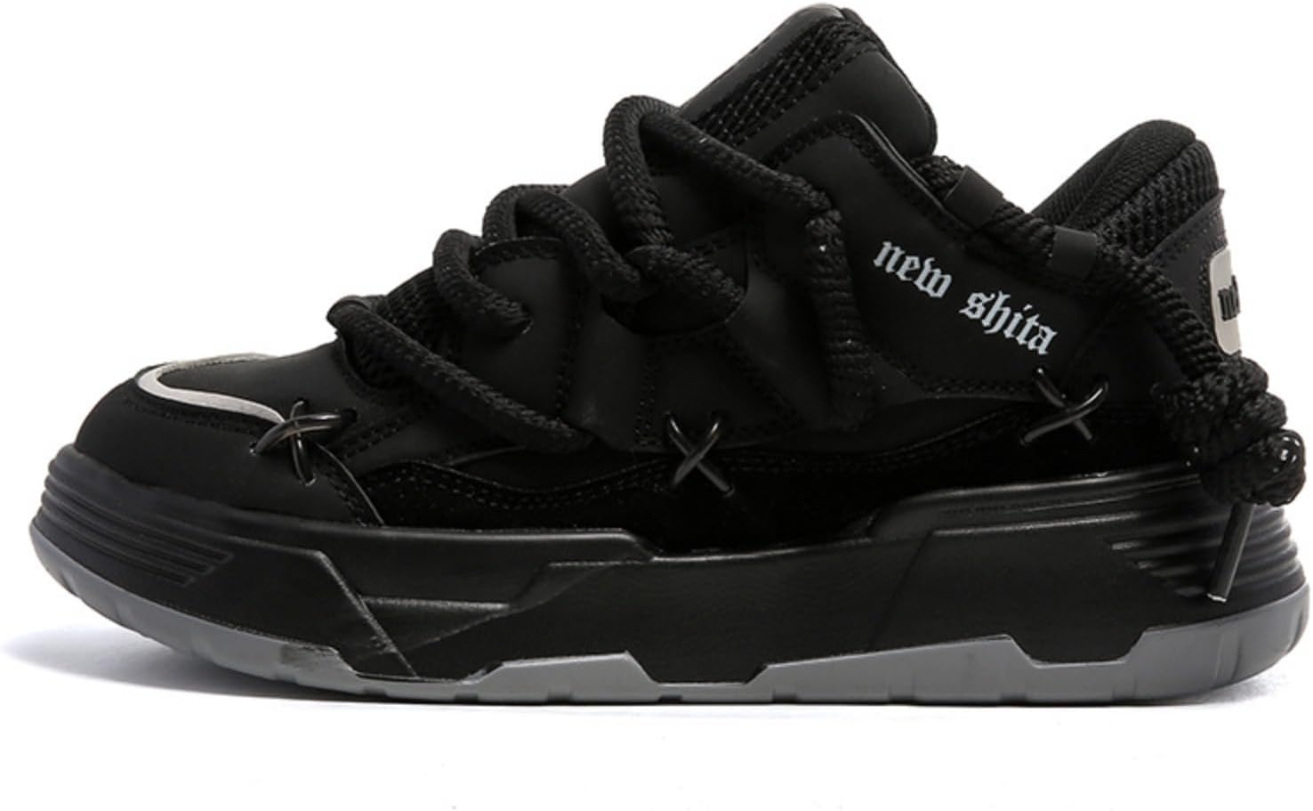 

Кроссовки Y2K ретро с толстой шнуровкой, скейт-кеды, модные винтажные кроссовки с массивной подошвой, удобная повседневная обувь для женщин и мужчин Ctkvbmeoi, черный