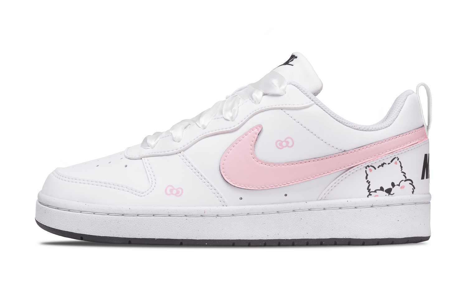 

Nike Court Borough Synthetic Leather Slip Resistant Low top Kids' Skateboarding Shoes White Pink