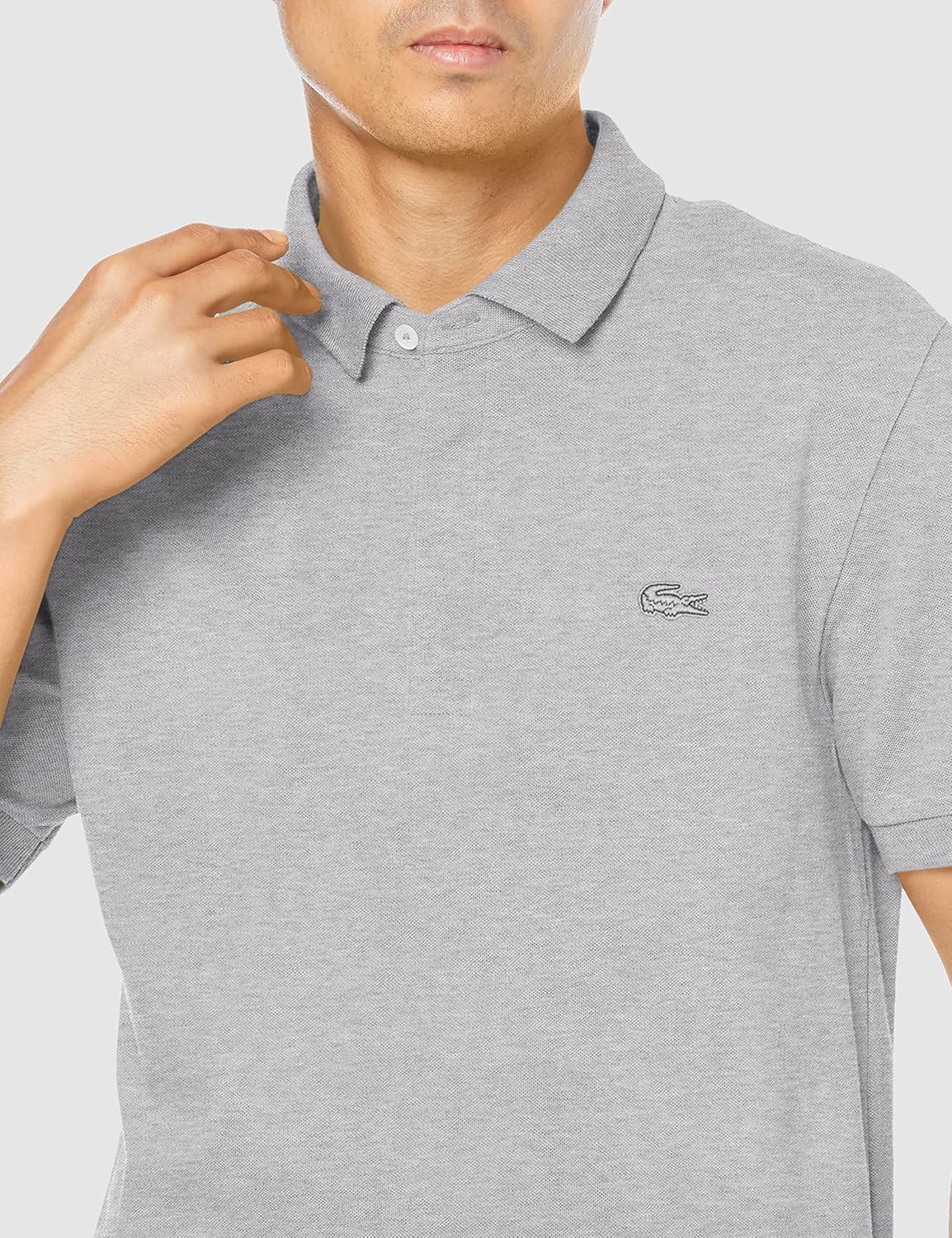 Мужская поло-рубашка Lacoste Regular Fit Stretch Paris (с коротким рукавом) PH5522L (старый цвет), серебристо-серый — фото 3