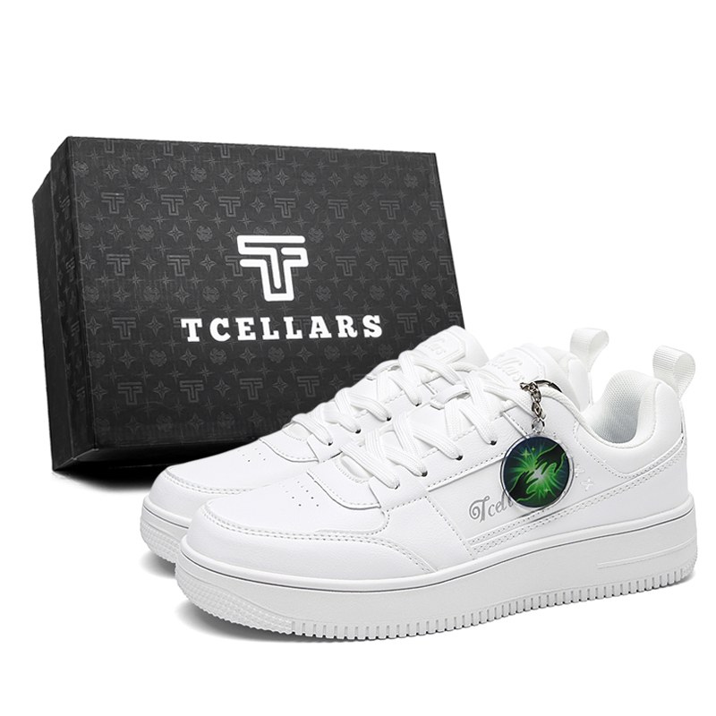 

TCELLARS Скользостойкие, износостойкие, легкие, увеличивающие рост низкие скейтбордские кроссовки унисекс White+King Charm, цвет White+King Charm