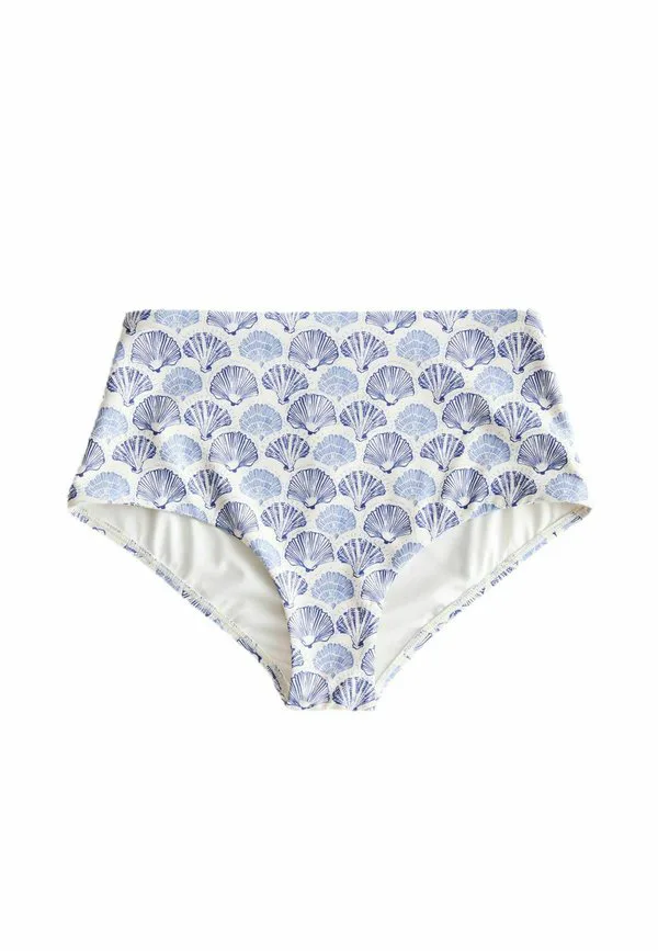 Плавки от бикини с высокой талией и принтом Next, Cream Blue Shell