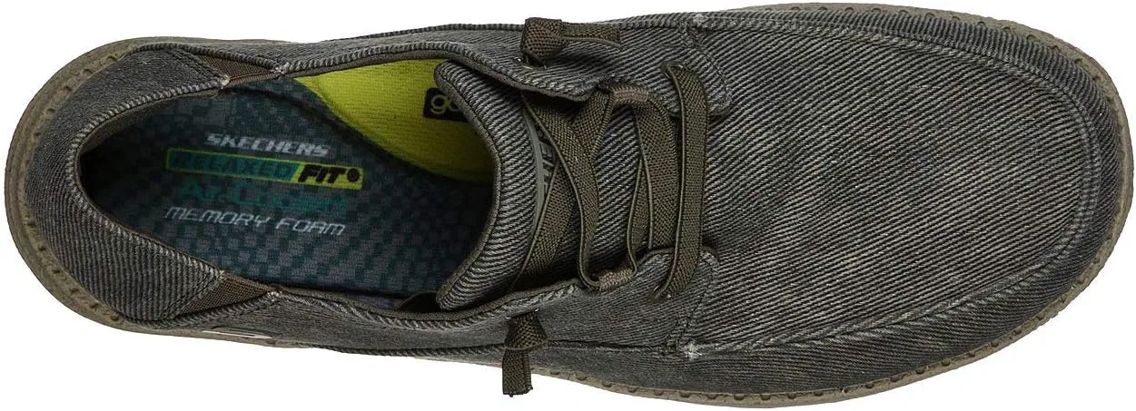 Мужские парусиновые мокасины без шнуровки Skechers Melson Raymon, Olive Green — фото 4