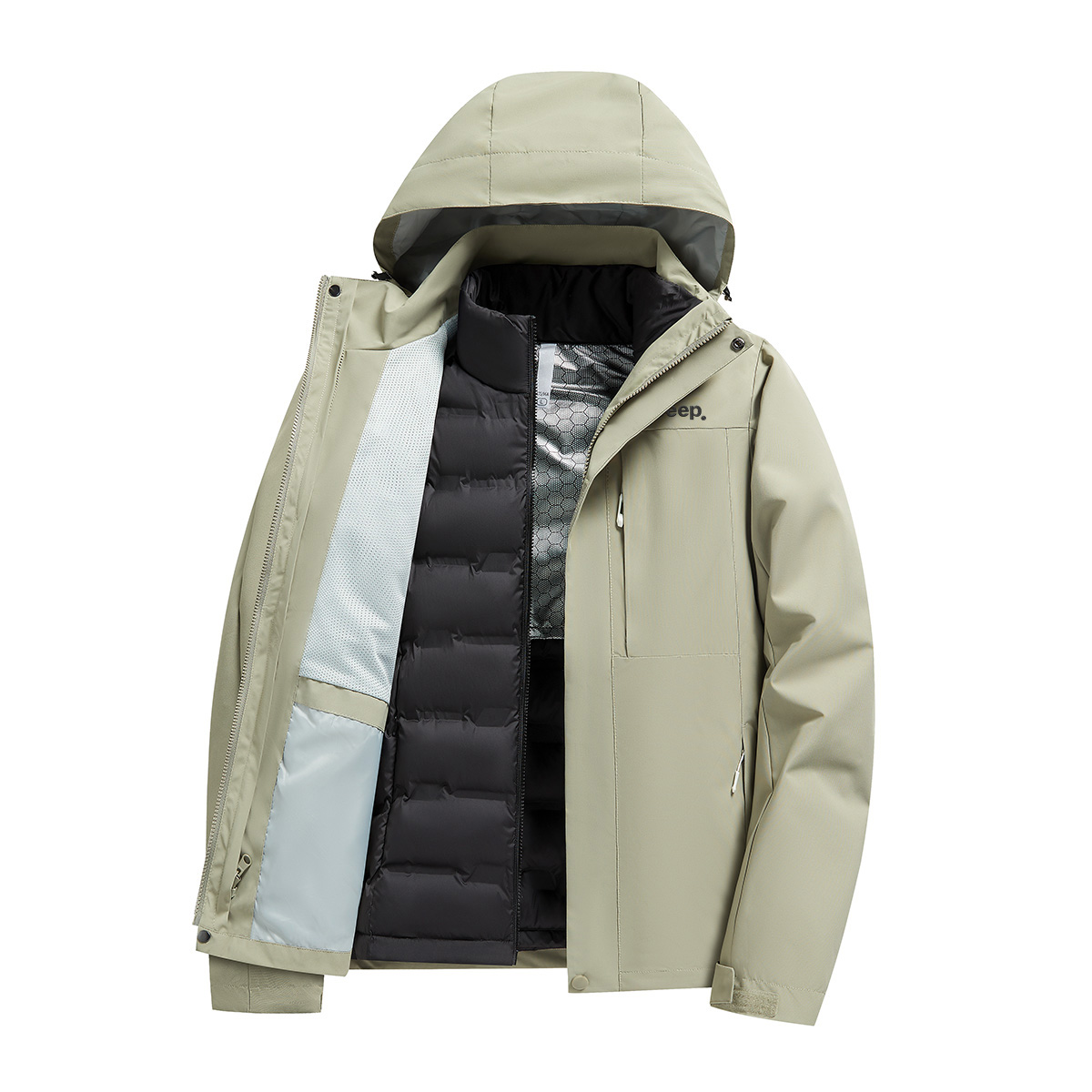 

Пуховик Leisure Collection Unisex Jeep, серебро зеленый (down 3-in-1)