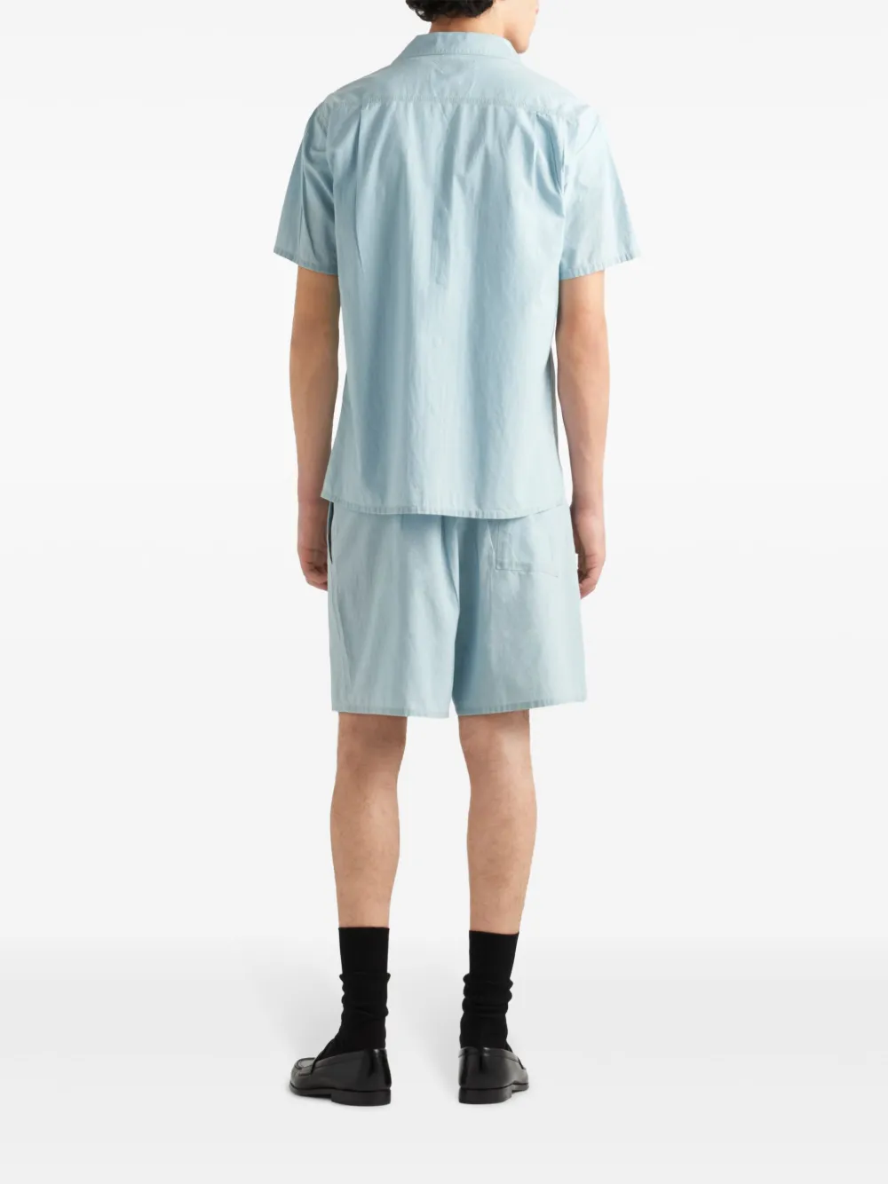 Шорты с эластичным поясом и нашивкой-логотипом Prada, синий — фото 4