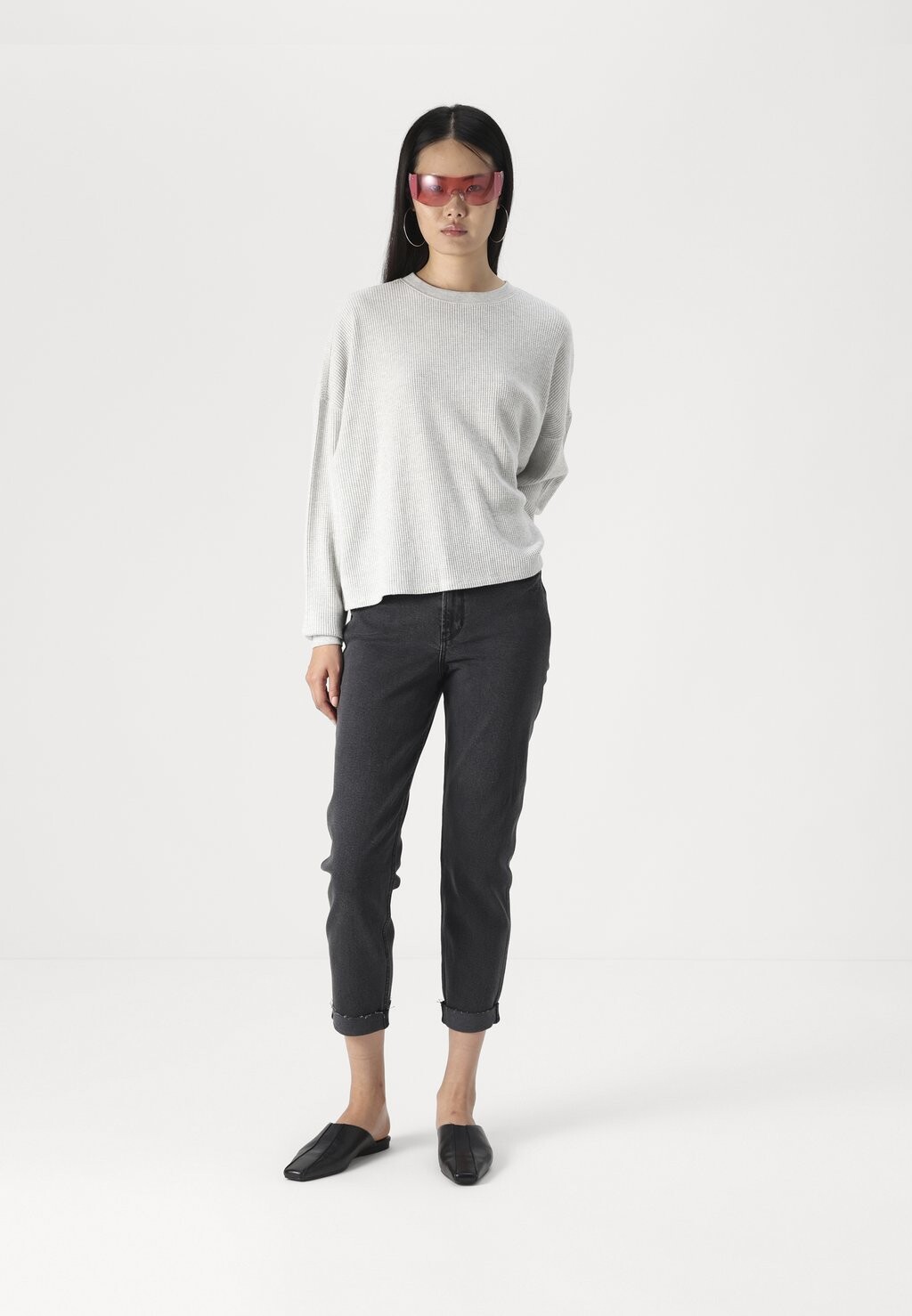 

Топ с длинными рукавами WAFFLE DOLMAN Abercrombie & Fitch, серый