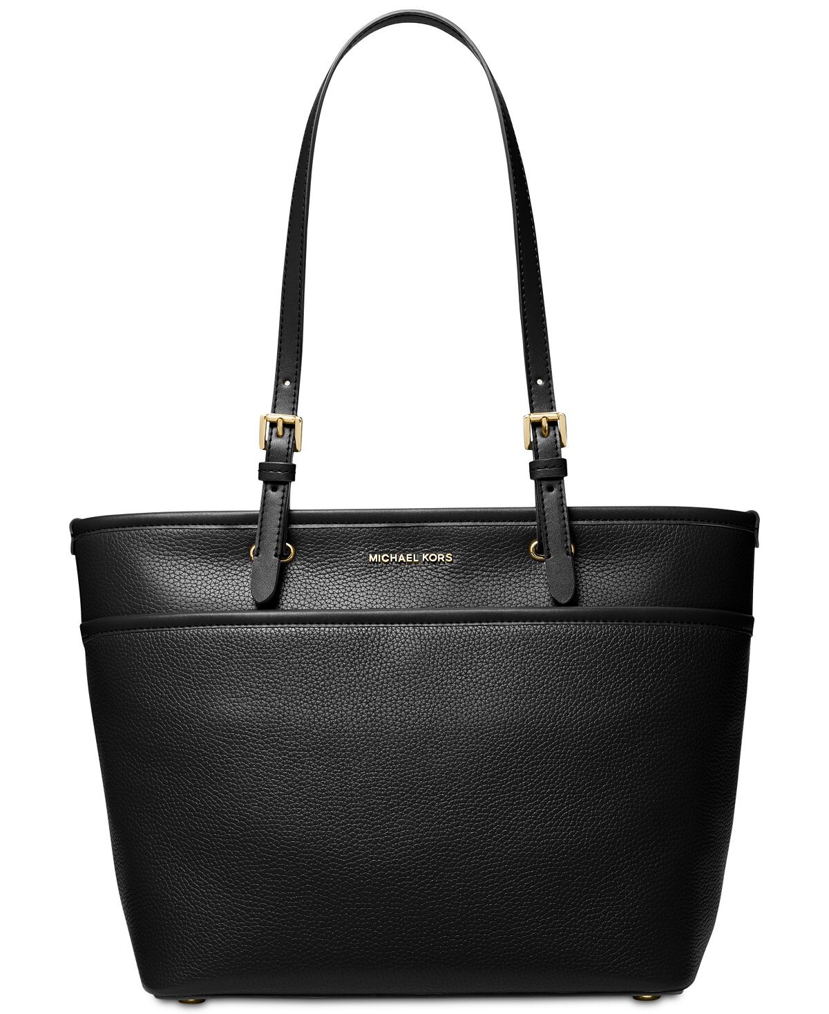 

Кожаная сумка-тоут среднего размера с карманом на молнии и верхом Michael Kors, черный