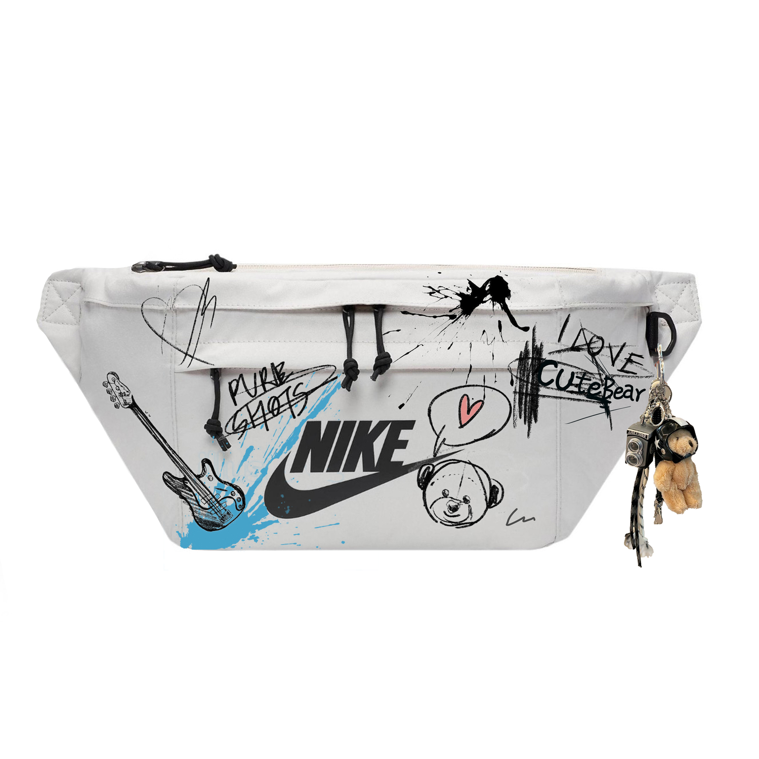 

Nike Тканевый панк-медведь наплечная сумка через плечо унисекс черный синий белый, Black