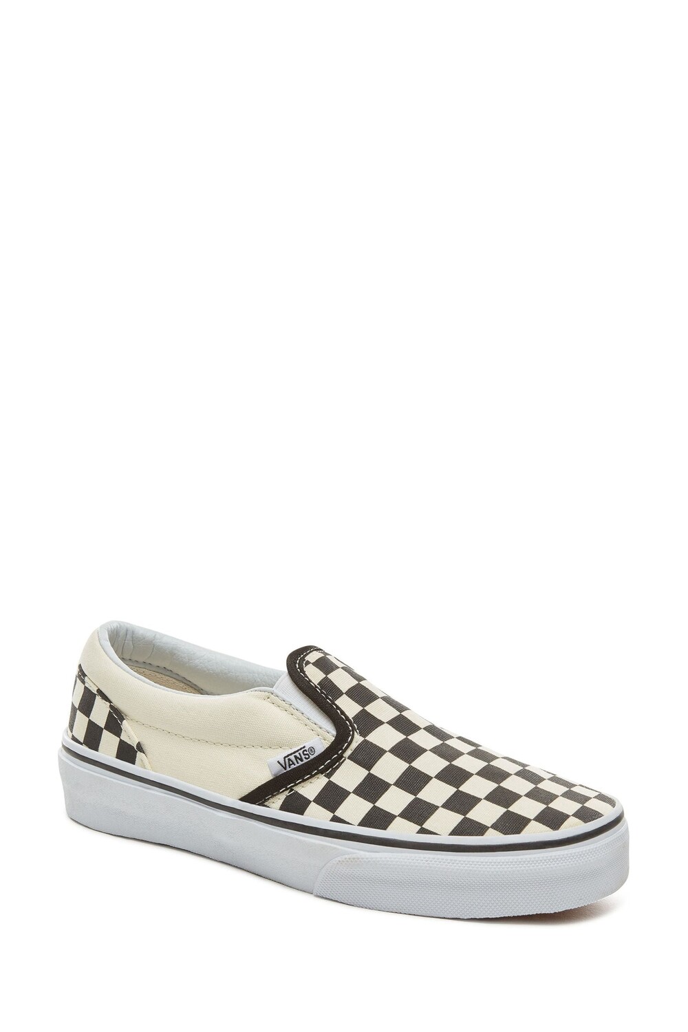 Детские классические кроссовки в клетку без шнуровки Vans, черный — фото 4