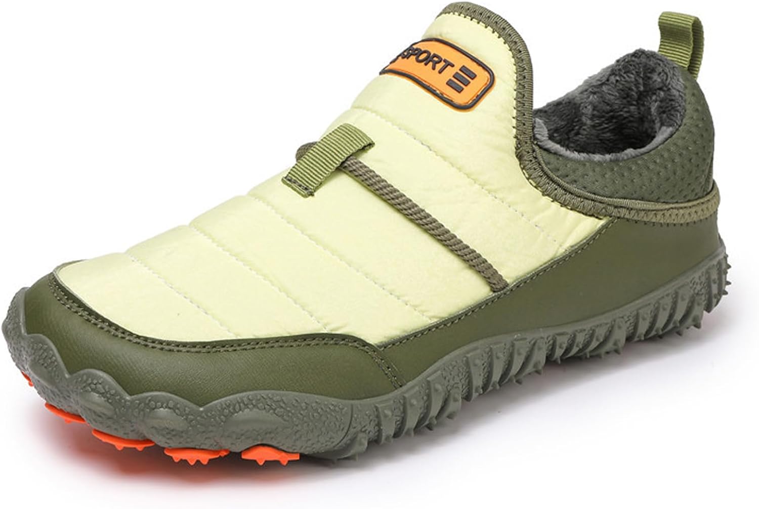 

Мужские водонепроницаемые зимние снегоходные кроссовки с утеплением, без шнурков, с противоскользящей подошвой, полностью на меху, для активного отдыха и прогулок по снегу Ghibhna, зеленый