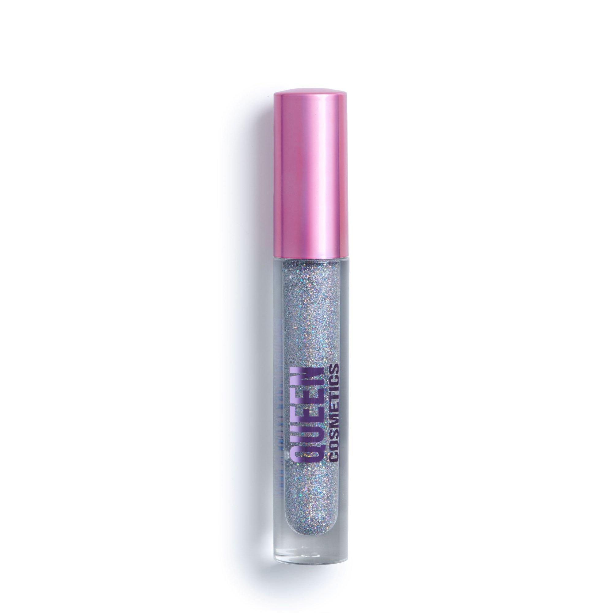 

Голографический блеск для губ Queen Cosmetics, Electric (Silver holographic lip gloss with multidimensional rainbow sparkles)