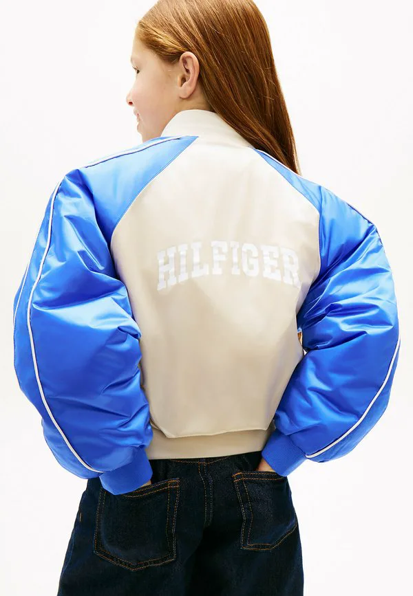 Блестящая куртка-бомбер с логотипом на спине Tommy Hilfiger, Classic Beige Empire Blue — фото 4