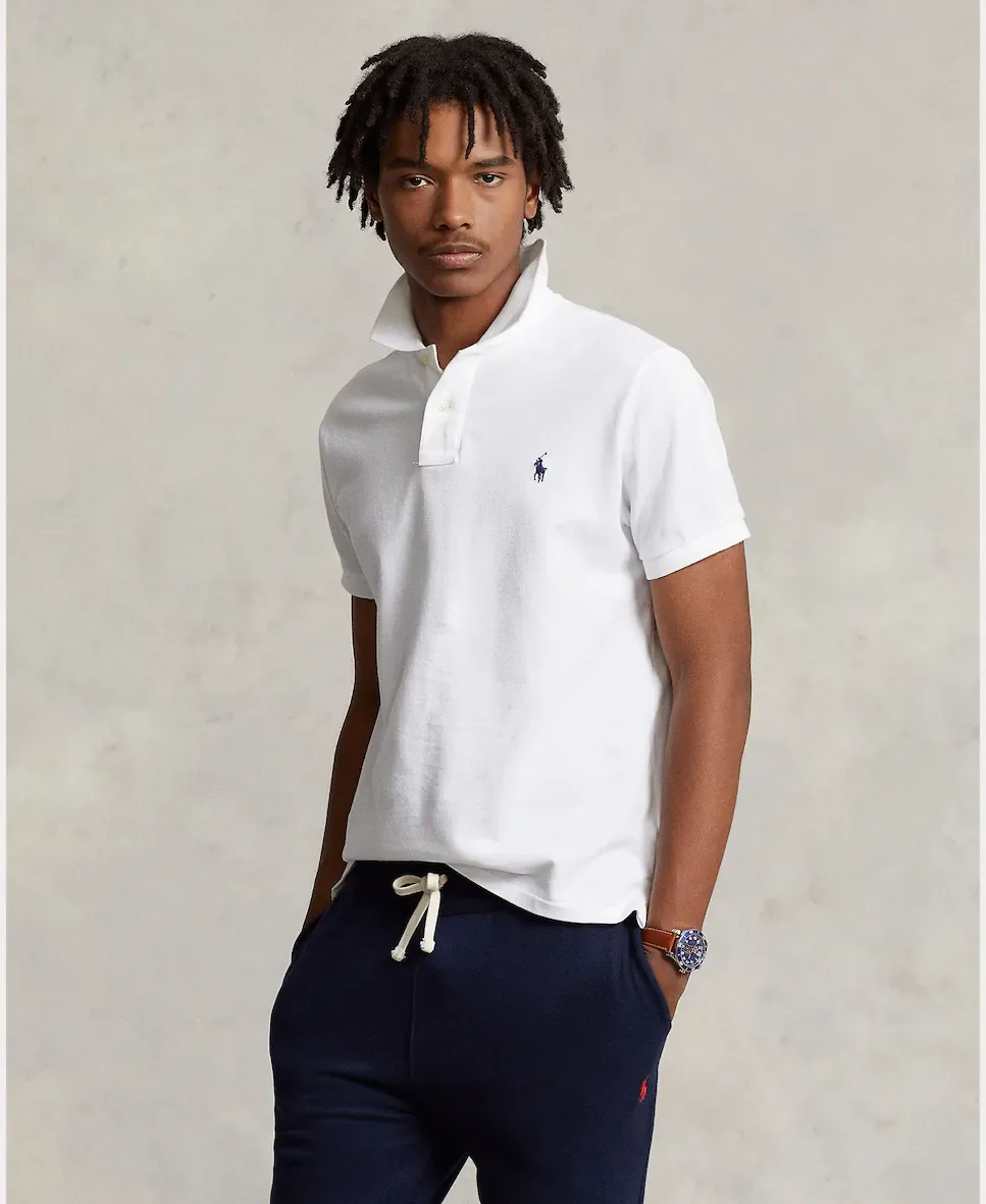 Мужское поло из пике Custom Polo Ralph Lauren, белый