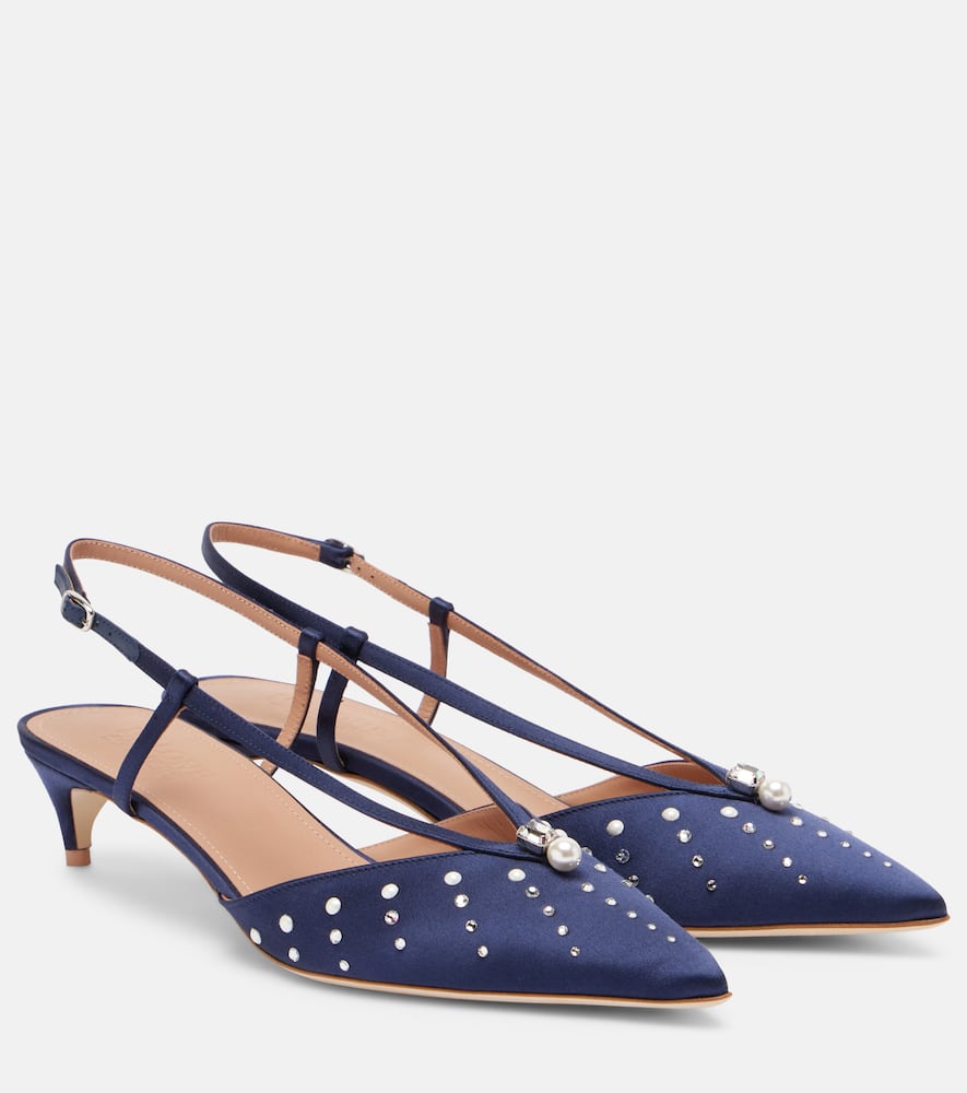 Туфли-лодочки Moore 40 с отделкой из сатина Malone Souliers, Navy/Navy