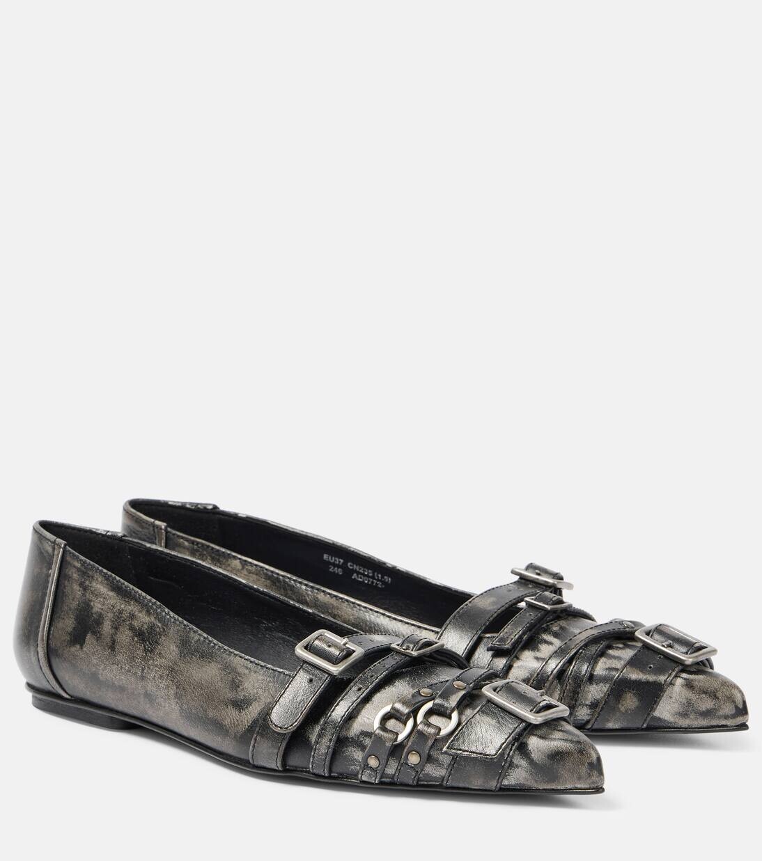 Кожаные балетки с пряжкой Acne Studios, цвет black/white
