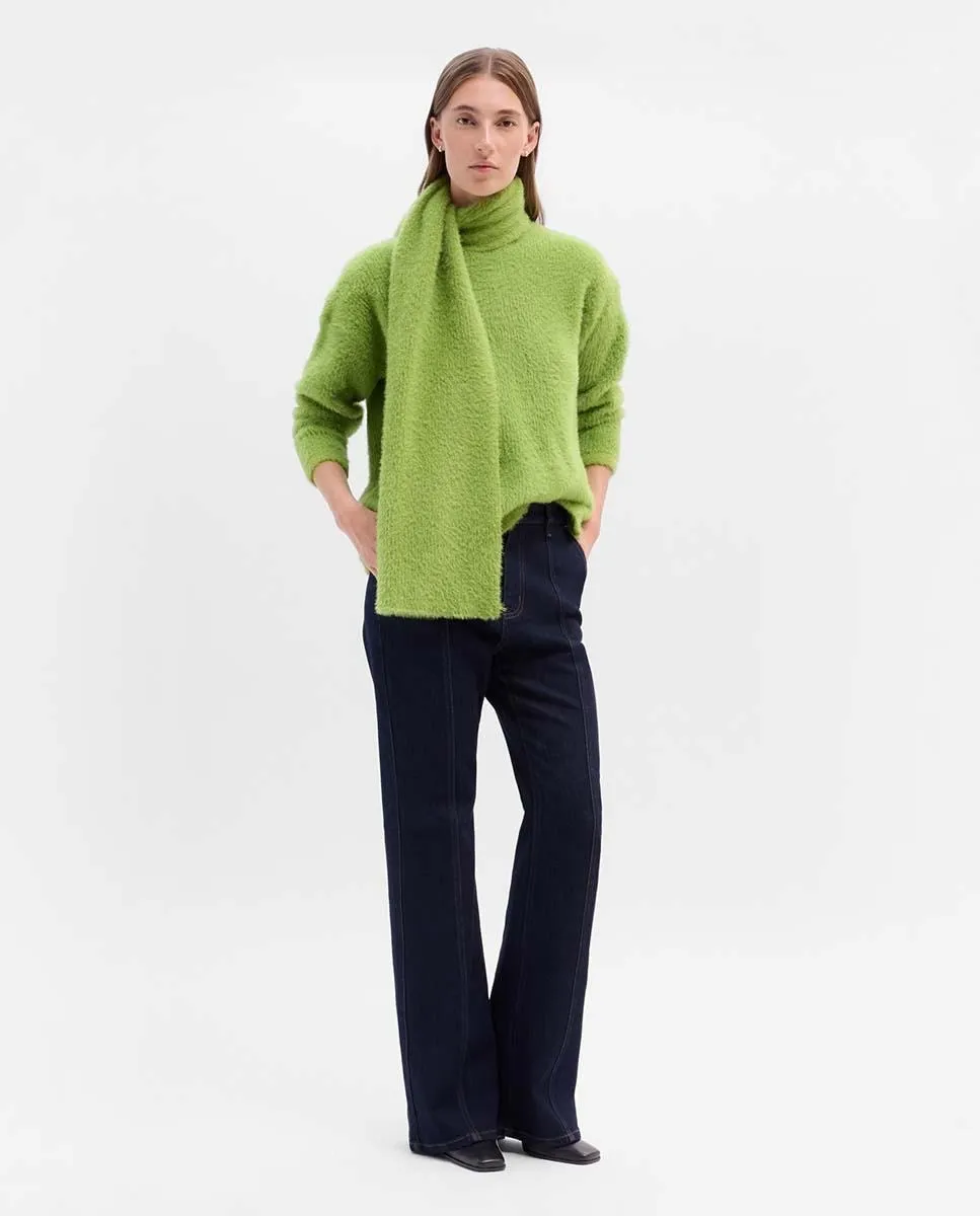 

Женский свитер с эффектом шарфа и пушистым ворсом Simorra, зеленый