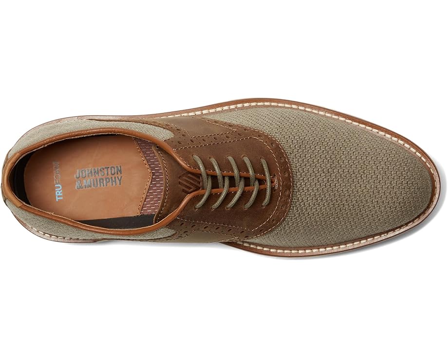 Мужские оксфорды Johnston & Murphy Upton Knit Saddle, Taupe Knit/Brown Oiled Full Grain — фото 2
