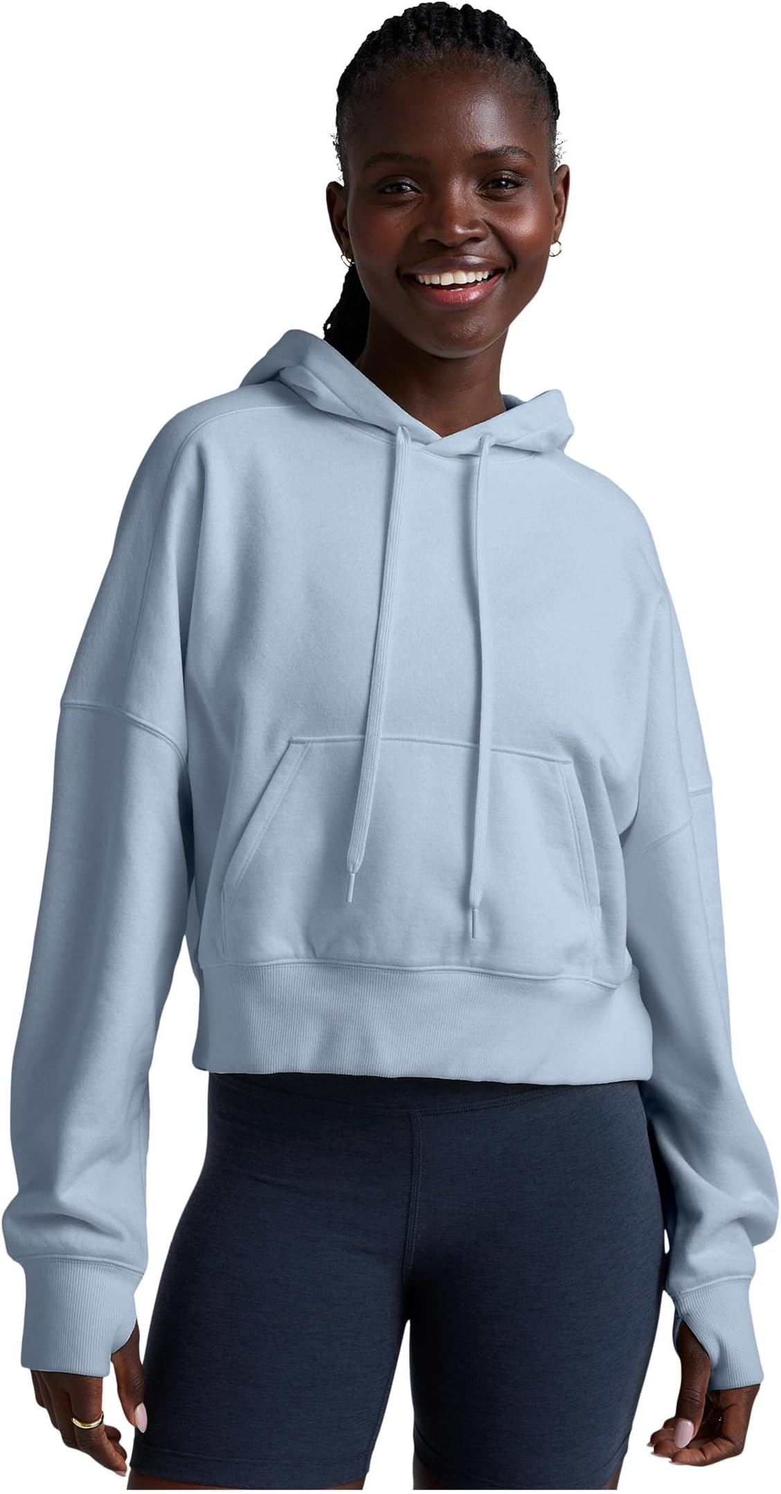 

Женская укороченная толстовка с капюшоном Luxefleece Beyond Yoga, Blue Zen