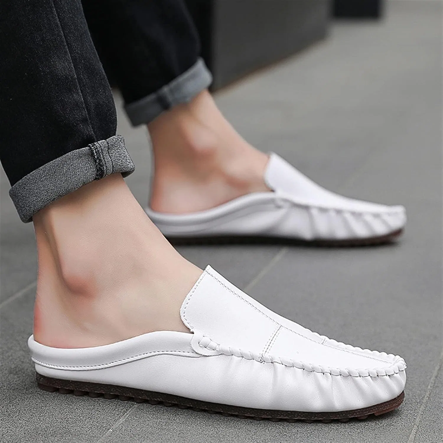 Мокасины мужские Vegan Leather Loafers White — фото 4