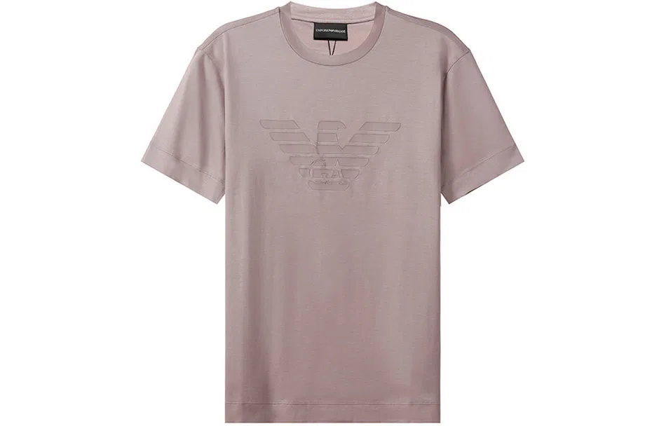 Футболка мужская серая с розовым, crew neck, moderate straight fit EMPORIO ARMANI, Gray Pink