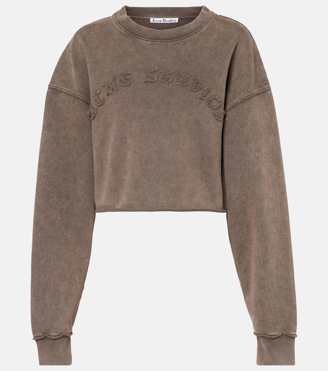 

Укороченная толстовка из хлопкового джерси с логотипом Acne Studios, Taupe Brown