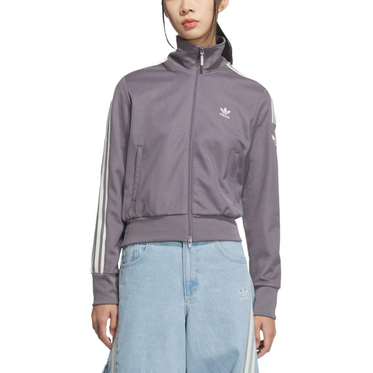 Adidas Originals Винтажная куртка с трилистником для женщин в сером оттенке, Shadow Trace Gray — фото 3