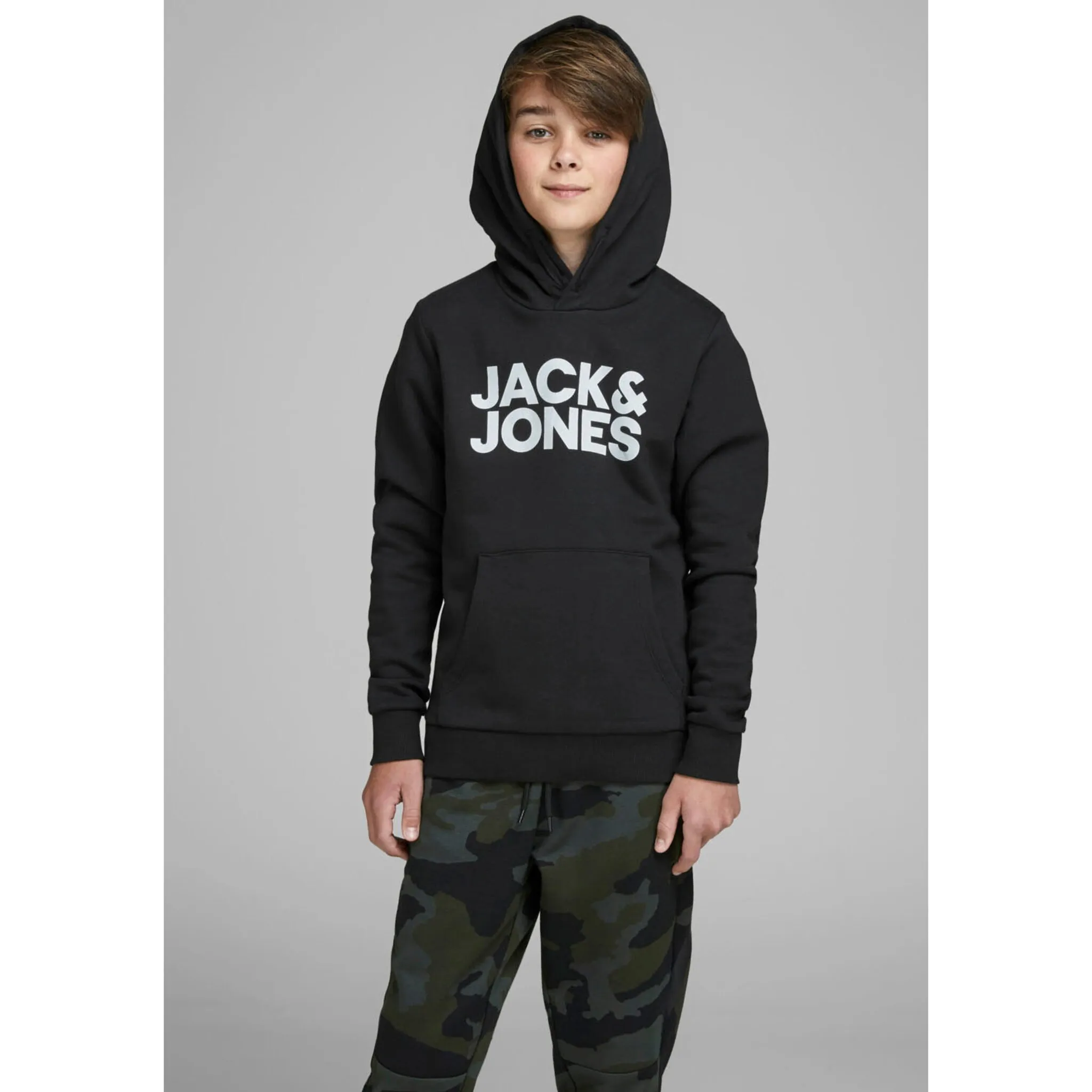 

Детская толстовка с капюшоном Jack & Jones "JJECORP LOGO SWEAT HOOD" Jack & Jones Junior, черный