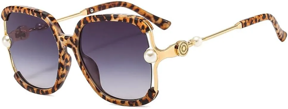 

Женские солнцезащитные очки MUTYNE в полуободковой оправе, квадратной формы, жемчужного цвета, модные очки большого размера, защита от УФ-излучения UV400, Leopard