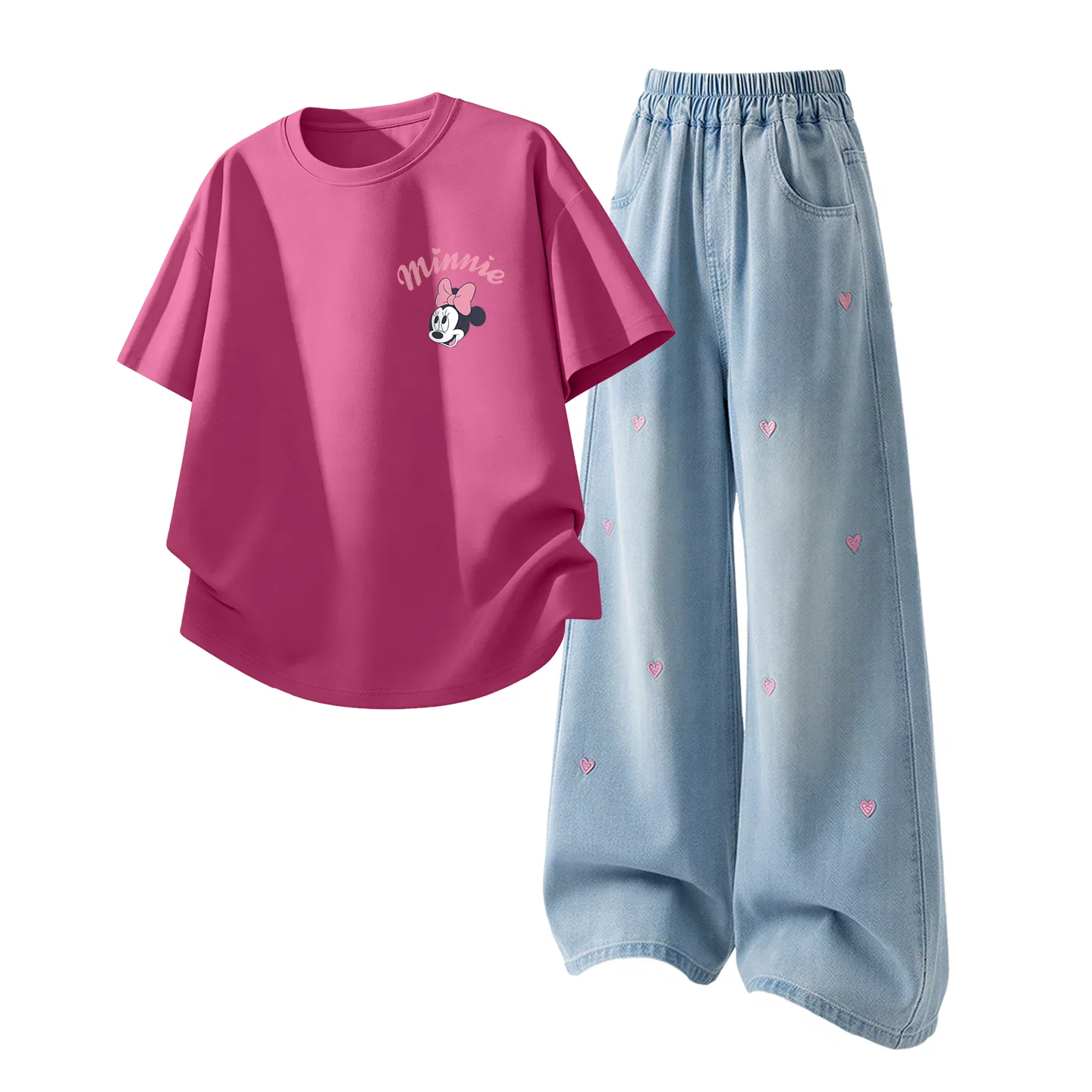 Детский спортивный костюм Casual Sportswear 2 Piece Set Disney, D Surprise Berry Red+Solid Color Denim Light Blue — фото 4