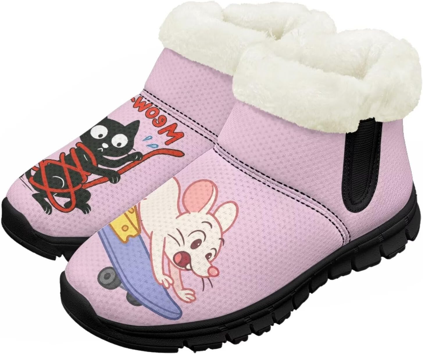 

Большие и маленькие детские зимние сапоги с меховой подкладкой для девочек, пушистые сапоги, нескользящие уютные зимние ботинки для улицы Pointodoor, Cat Rat