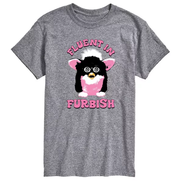 

Мужская футболка с принтом Furby Fluent in Furbish от Hasbro, цвет heathre gray
