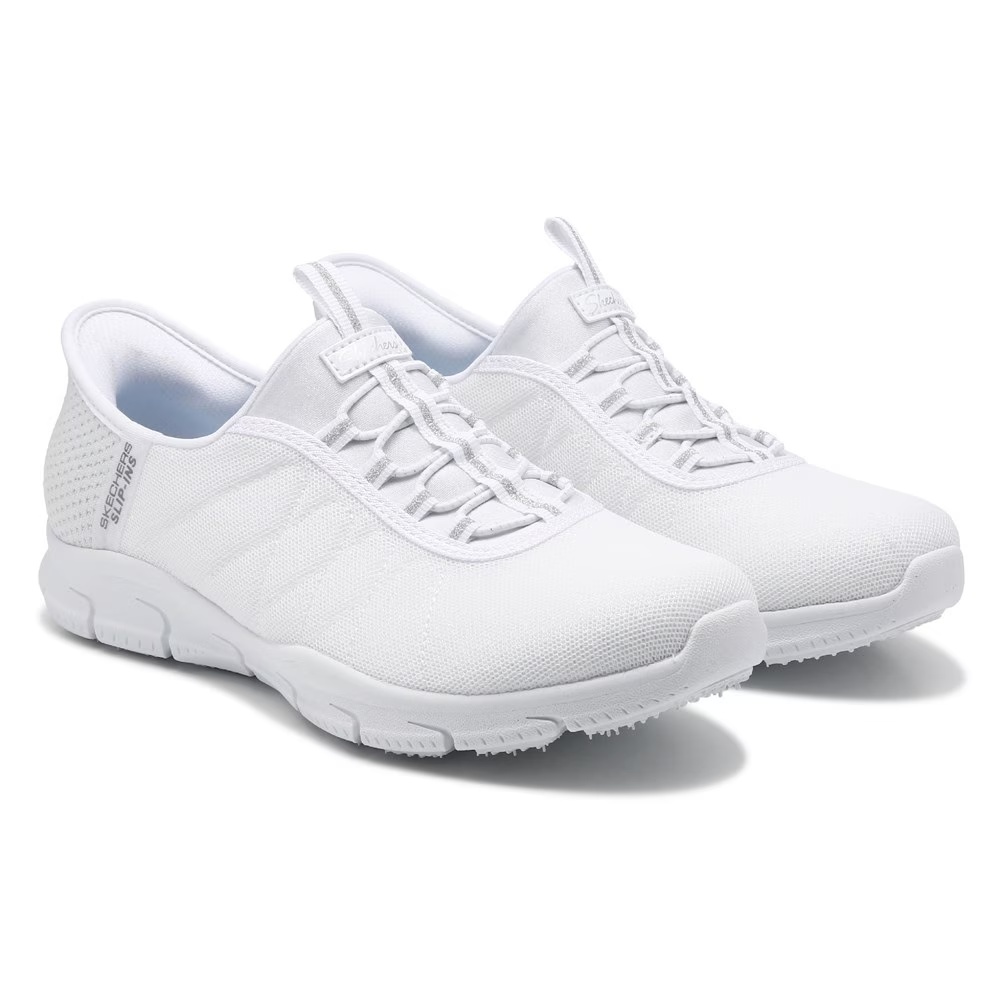 Кроссовки на резинках Slip-Ins brilliance - night shift bungee sneaker Skechers, white/silver shimmer
