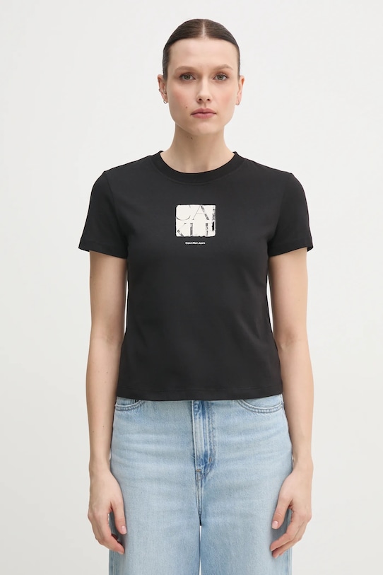 

Хлопковая футболка Calvin Klein Jeans, черный
