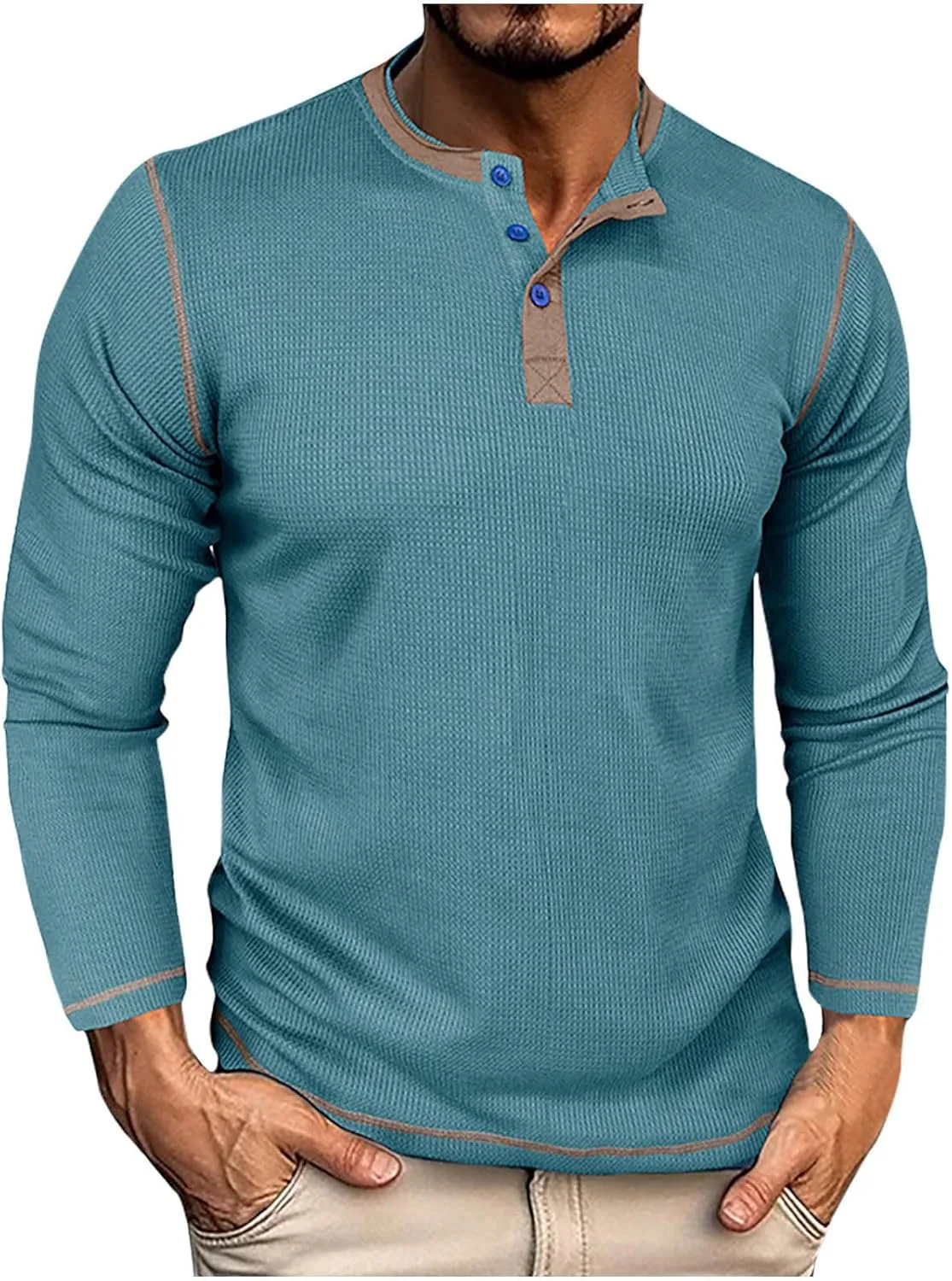 

Футболка для тренировок мужская Henley с длинным рукавом