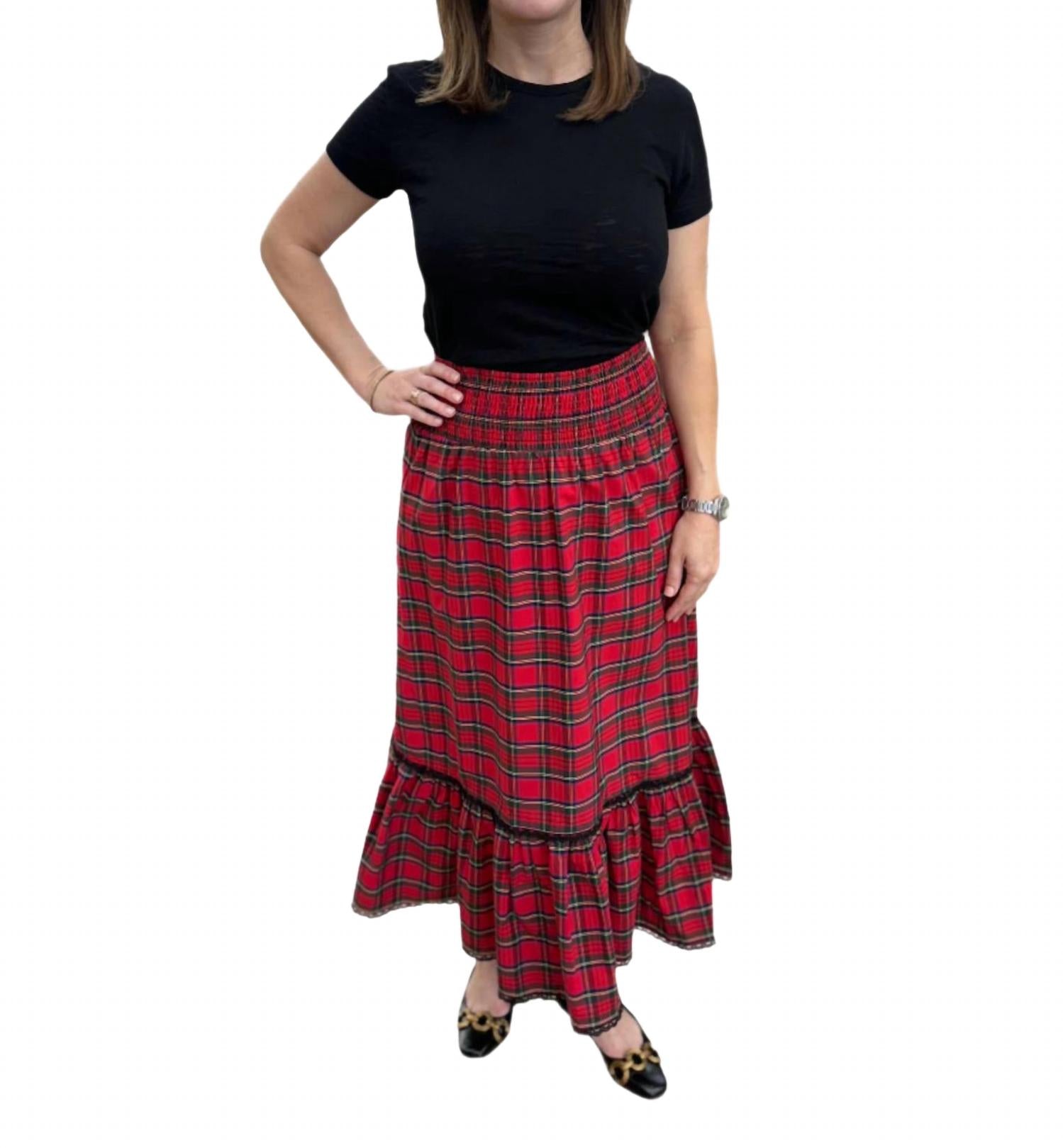 

Юбка миди в клетку со сборкой на талии Sail to Sable, Tartan