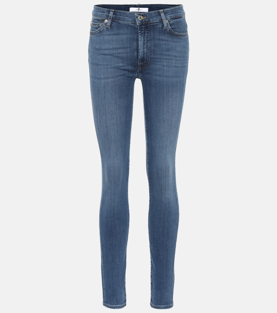 

Стройнящие скинни Luxe с высокой посадкой Slim Illusion 7 For All Mankind, Mid Blue