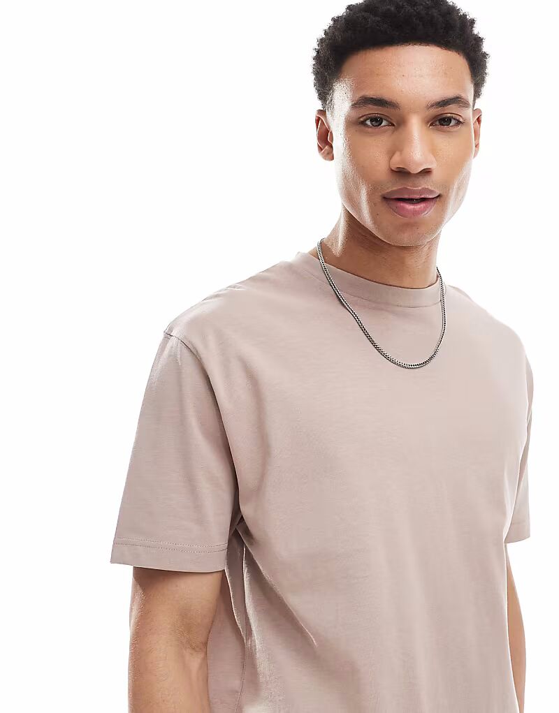 

Футболка ASOS DESIGN из плотной ткани свободного кроя в каменном цвете - STONE
