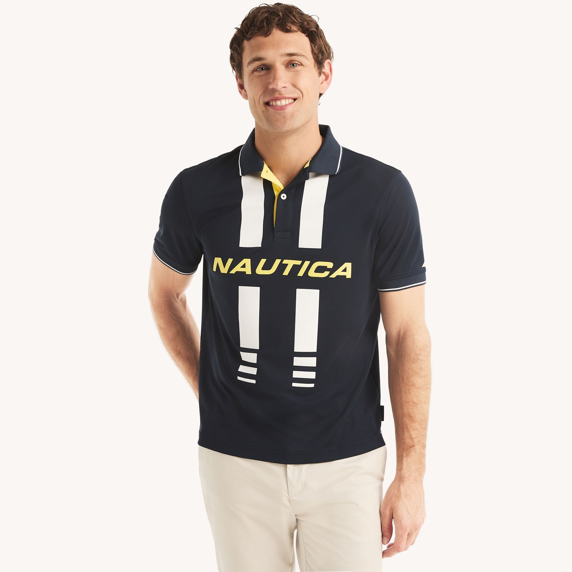 

Мужская рубашка-поло Nautica Navtech Sustainably Crafted Colorblock Classic Fit, цвет navy seas