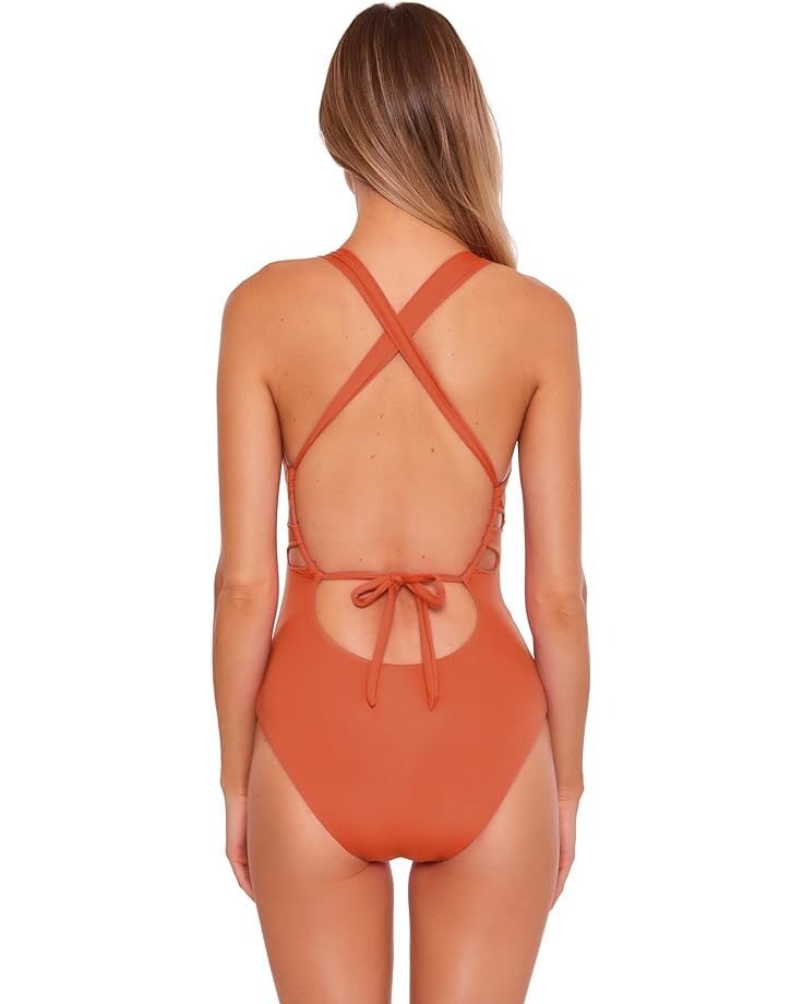 

Купальник BECCA Color Code Skylar Plunge One-Piece, цвет Ginger